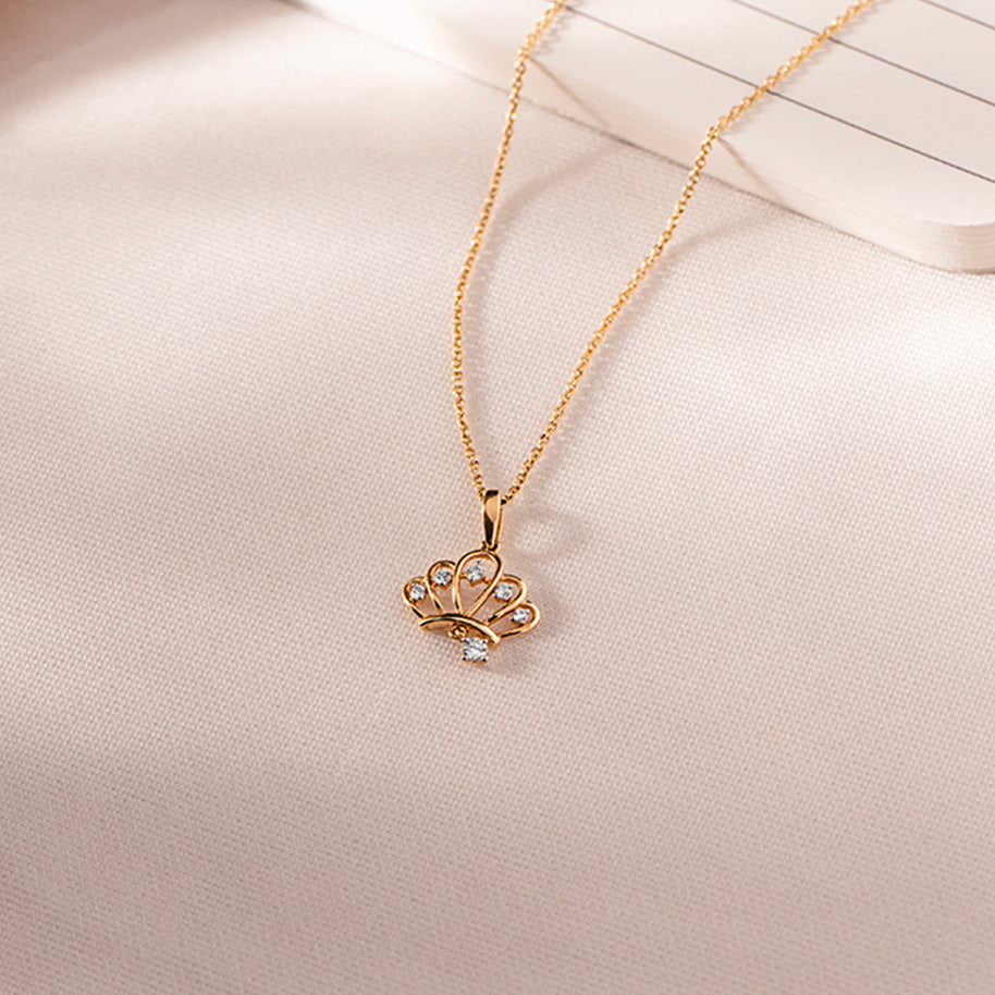 Vintage Crown Diamond Necklace