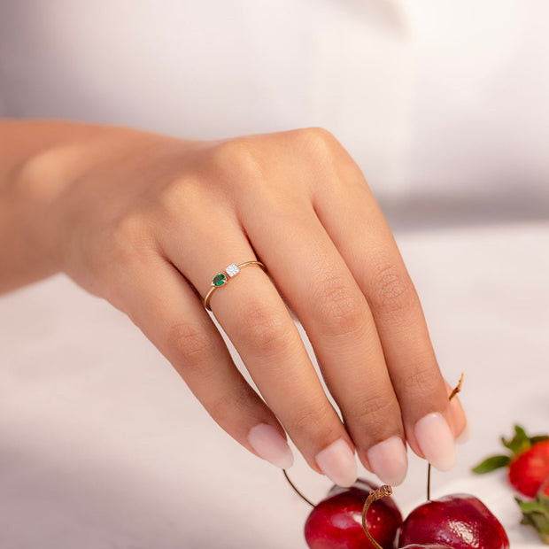 Square Nodes Gemstone Open Ring