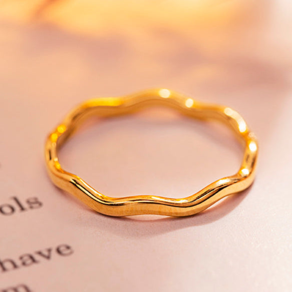 Wavy Stackable Gold Ring