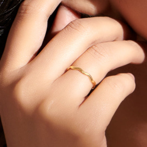 Wavy Stackable Gold Ring