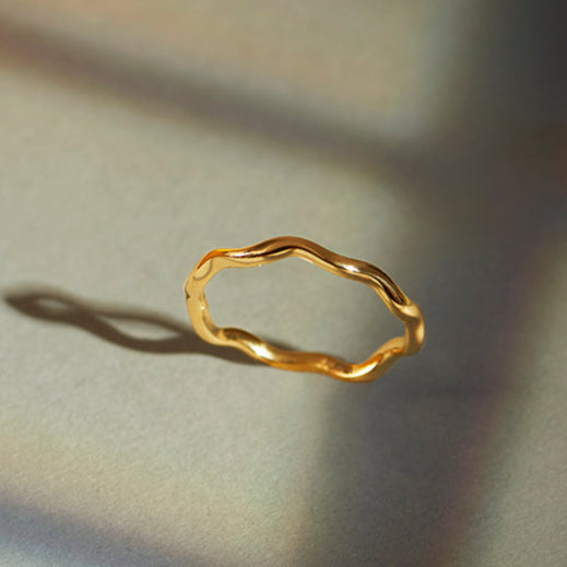 Wavy Stackable Gold Ring