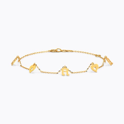 Tunes Of Heart Gold Chain Bracelet